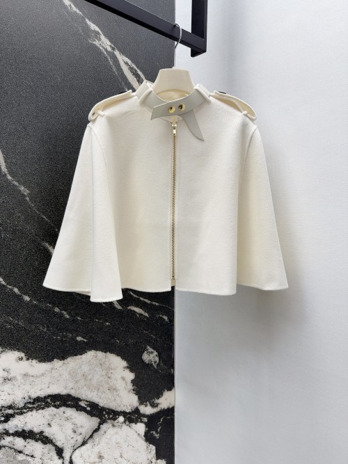 Elegant Wool Blend Cape Jacket - Short, Double-Breasted, and Sophisticated 1 Elegant Wool Blend Cape Jacket - Short, Double-Breasted, and Sophisticated
