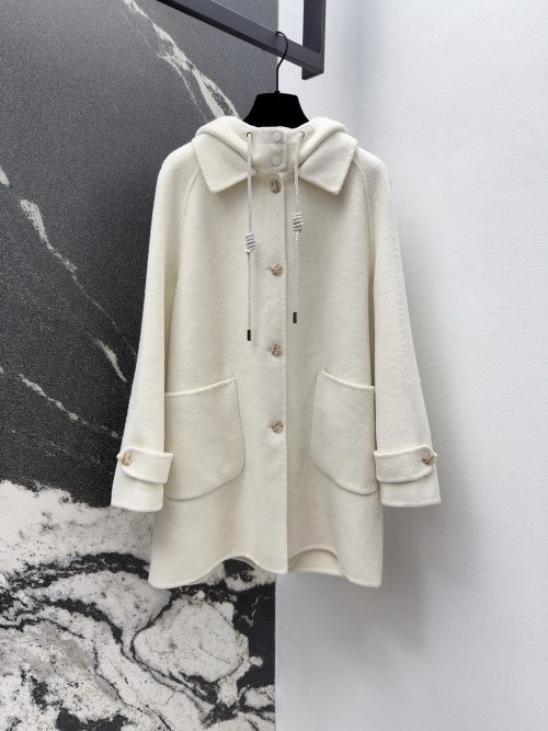 Elegant Wool Blend Hooded Coat with Double Pockets - Autumn/Winter Fashion 1 Elegant Wool Blend Hooded Coat with Double Pockets - Autumn/Winter Fashion
