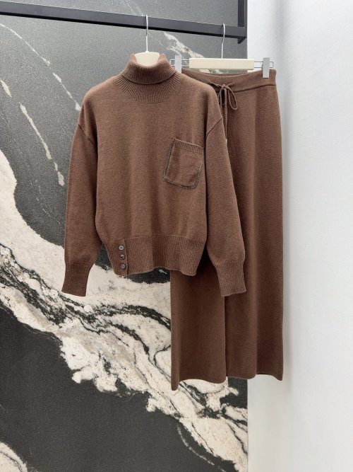 Women's Wool Knit Set, Turtleneck Sweater and Straight Leg Pants Minimalist Style 1 Women's Wool Knit Set, Turtleneck Sweater and Straight Leg Pants Minimalist Style