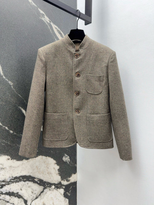 Elegant Wool Blend Stand Collar Jacket - Sophisticated & Modern Style 1 Elegant Wool Blend Stand Collar Jacket - Sophisticated & Modern Style
