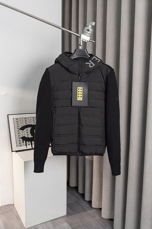Luxury
Moncler Clothing Down Jacket Black Sewing Cotton Knitting Wool Fall/Winter Collection