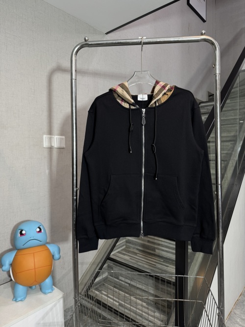 Burberry Plaid Hooded Zip-Up Sweatshirt Cotton Black, Size S-XL 1 Burberry Plaid Hooded Zip-Up Sweatshirt Cotton Black, Size S-XL