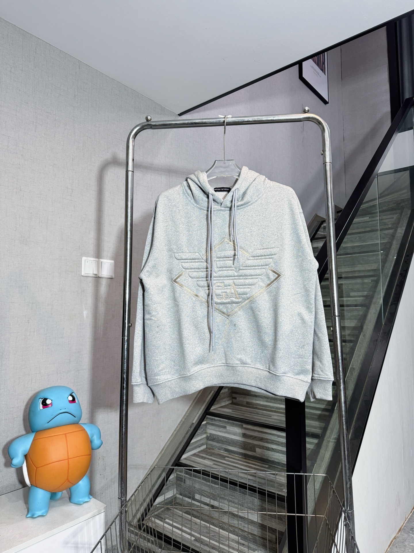 Armani Embossed Logo Hoodie Sweatshirt - High Quality Cotton Blend