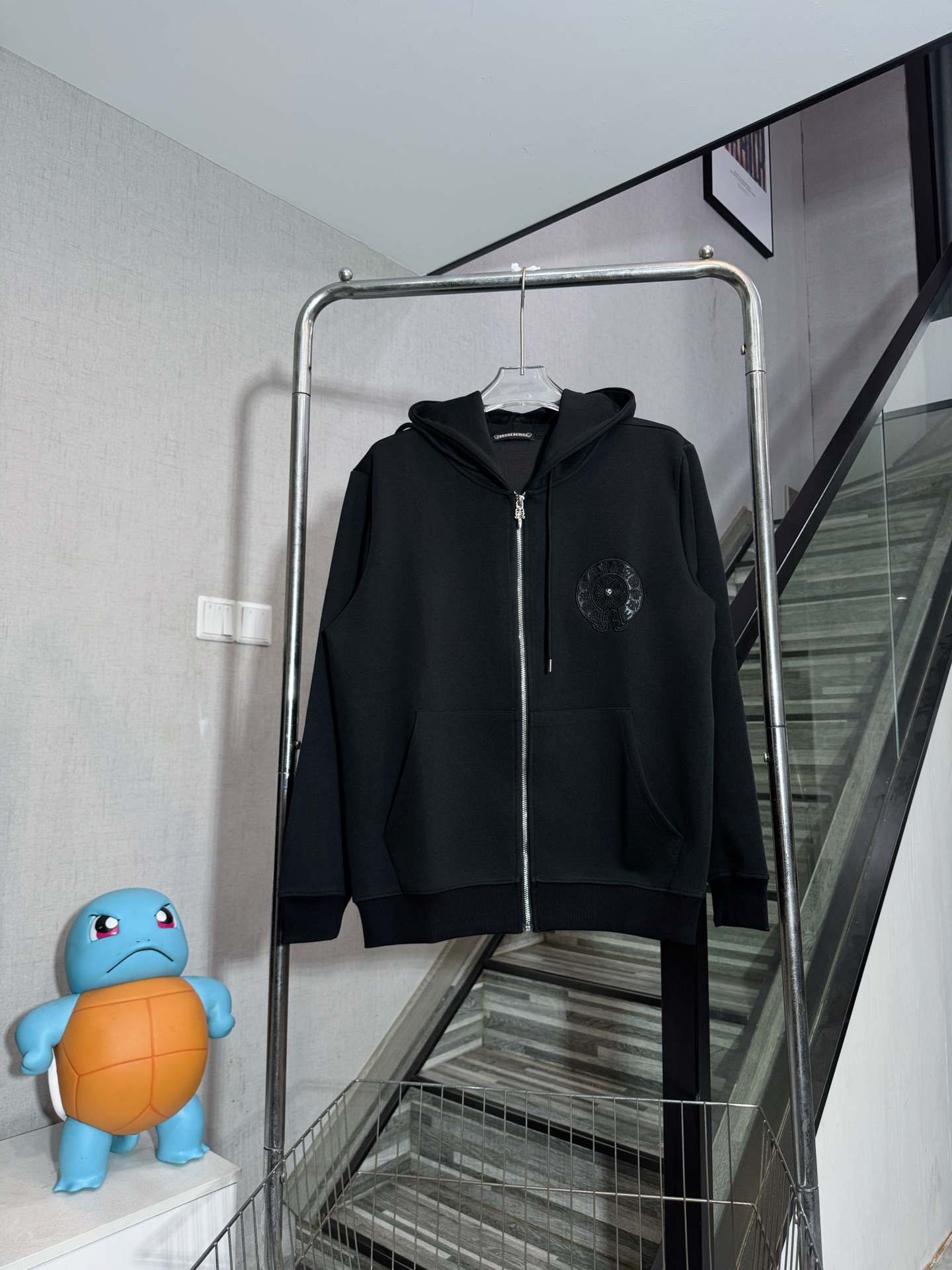 Chrome Hearts Embroidery Black Cotton Blend Zip-Up Hoodie