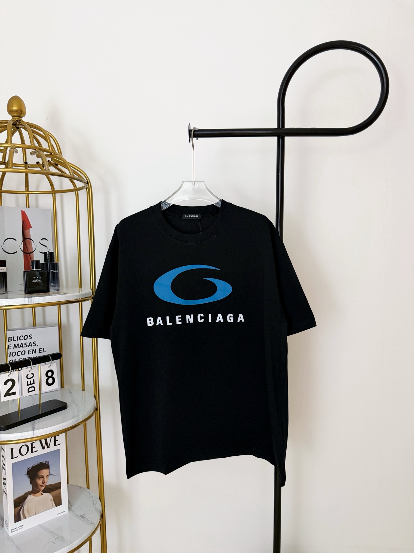 P65 número de modelo: HE207 Balenciaga - Balenciaga anillo azul patrón de letras cuello redondo mangas cortas en el pec…