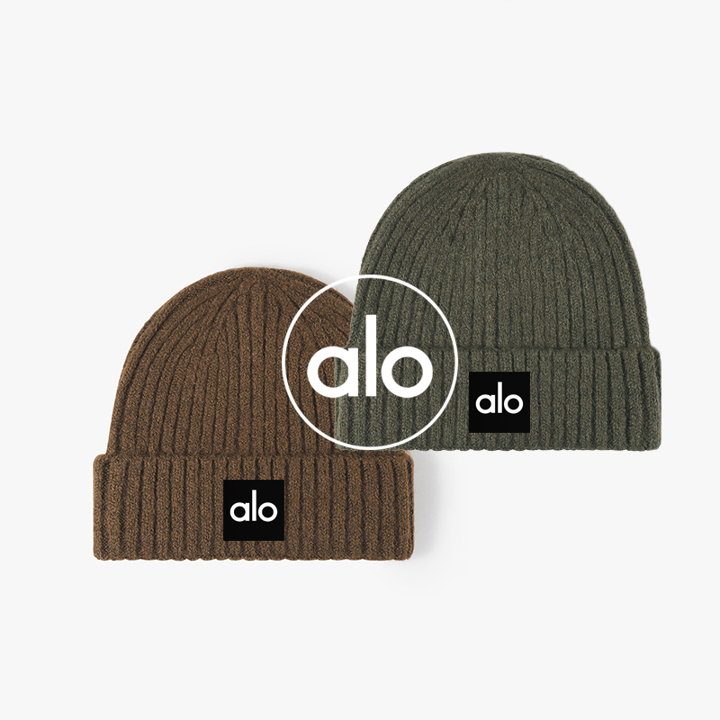 Alo accessories knitted hat autumn winter versatile warm men women windproof woolen hat large head circumference yoga