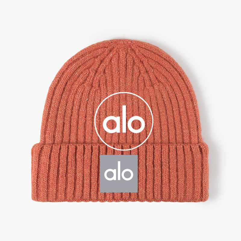Alo accessories knitted hat autumn winter versatile warm men women windproof woolen hat large head circumference yoga