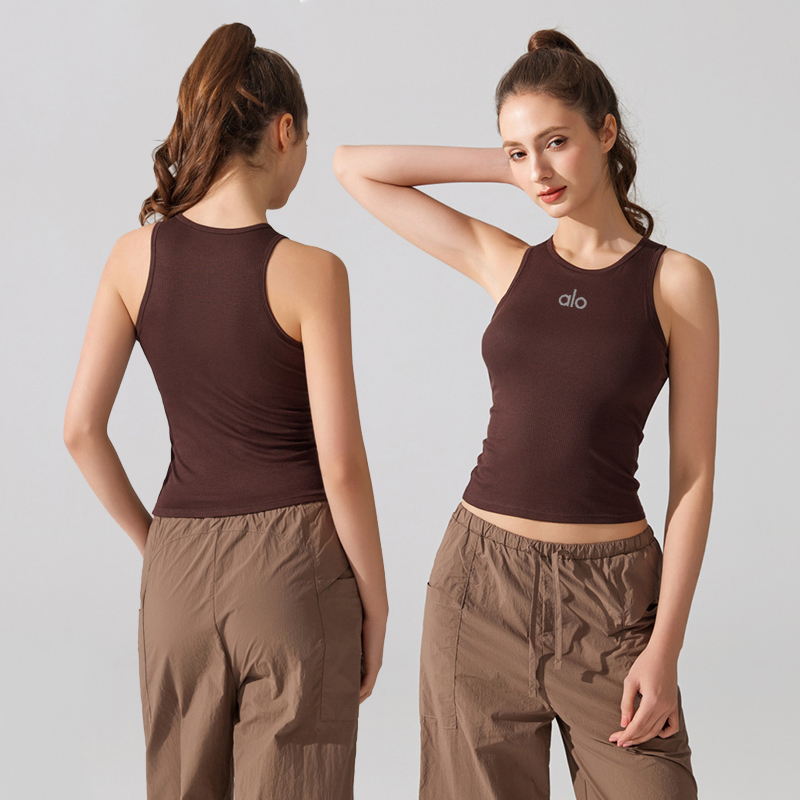 Alo tank studio brown and black yoga