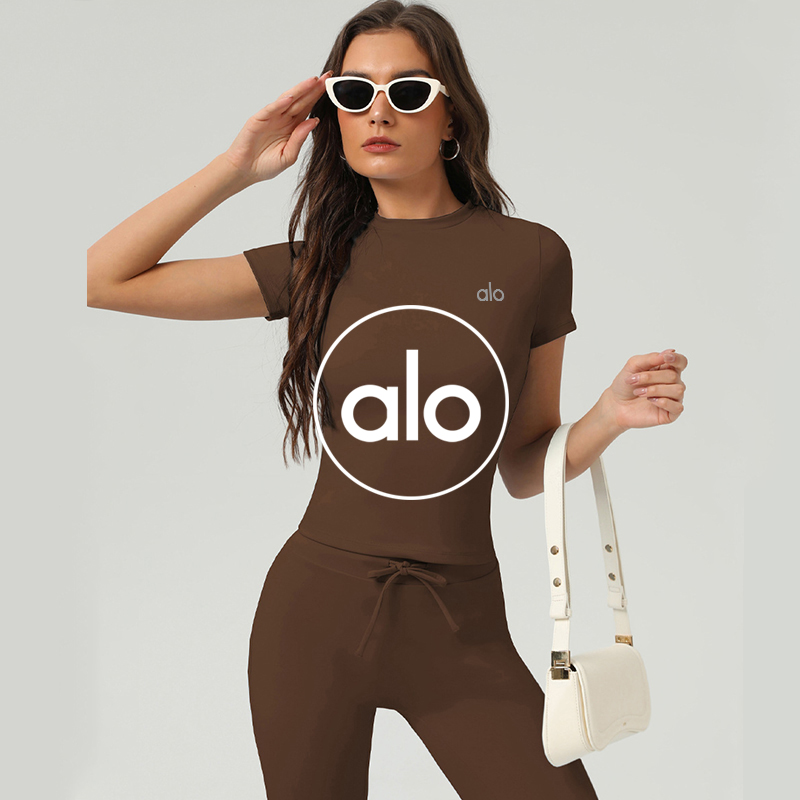 Alo t-shirt everyday brown and light blue yoga