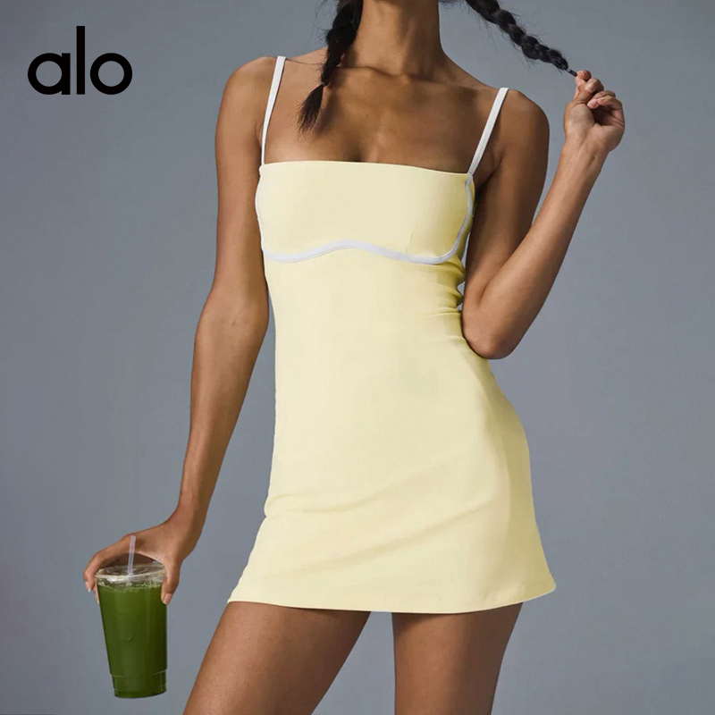 ALO YOGA💰118💎支持一件代发
aloyoga同款拼色运动瑜伽裙健身跑步防走光户外高尔夫网球裙
【品牌】ALO 
【款号】JY90046
【面料】锦纶/氨纶
【颜色】暗夜黑，藏青色，浅黄色，天空蓝，樱花粉
【尺码】S，M，L

 专柜同款品质，厂家直销，货源充足，售后保障