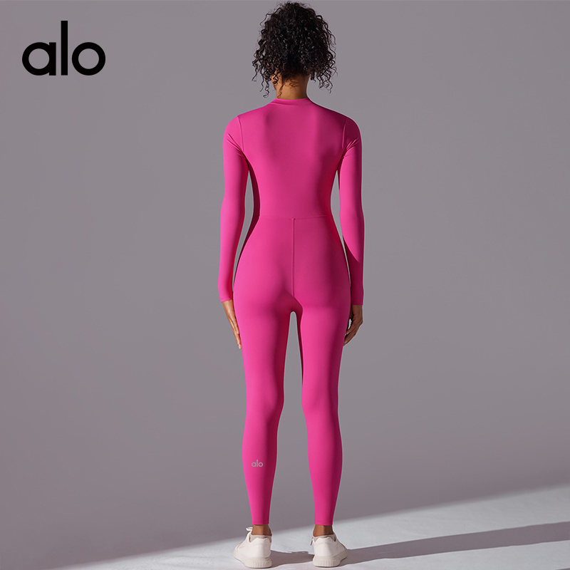 ALO YOGA💰103💎支持一件代发
aloyoga连体衣半拉链瑜伽连体衣长袖连体运动健身瑜伽服
【品牌】ALO 
【款号】LTY6649
【面料】锦纶/氨纶
【颜色】黑色，卡其色，蓝色，深灰色，火龙果色
【尺码】S，M，L，XL
 专柜同款品质，厂家直销，货源充足，售后保障