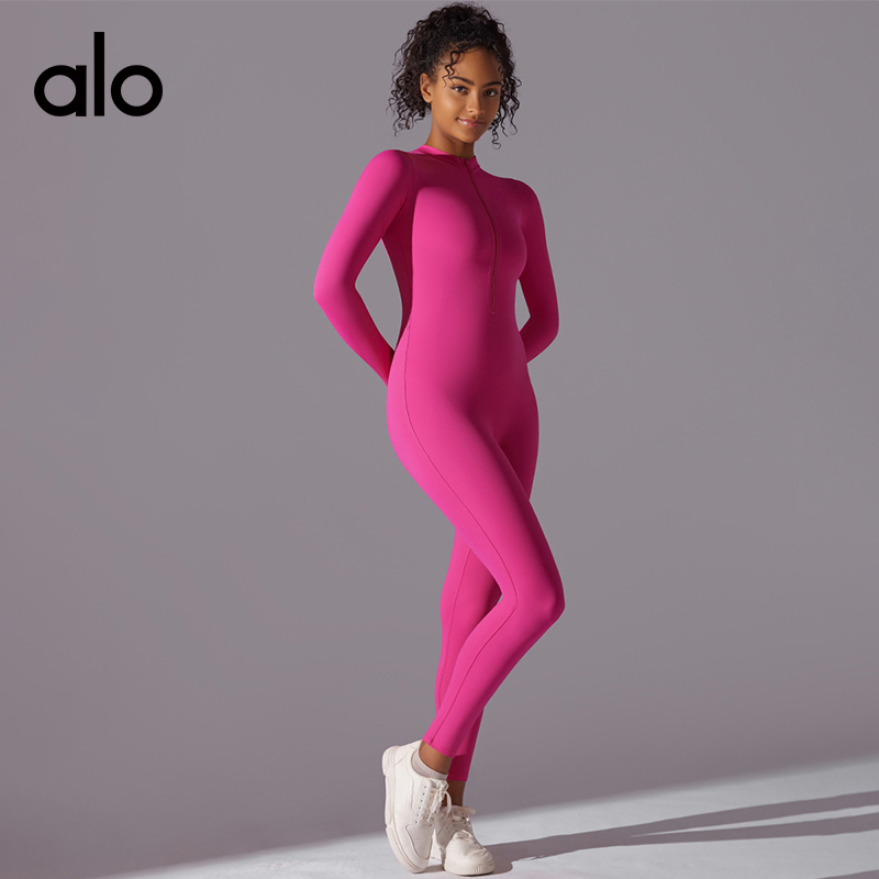 ALO YOGA💰103💎支持一件代发
aloyoga连体衣半拉链瑜伽连体衣长袖连体运动健身瑜伽服
【品牌】ALO 
【款号】LTY6649
【面料】锦纶/氨纶
【颜色】黑色，卡其色，蓝色，深灰色，火龙果色
【尺码】S，M，L，XL
 专柜同款品质，厂家直销，货源充足，售后保障