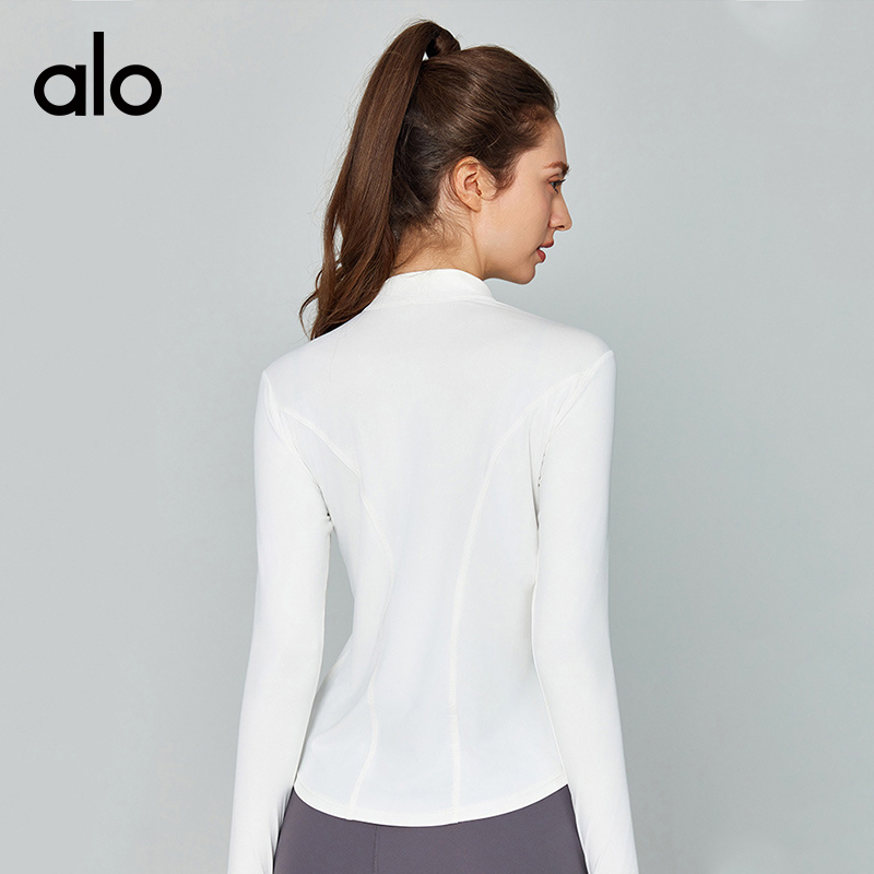 ALO YOGA💰83💎支持一件代发
aloyoga长袖修身收腰显瘦运动外套时尚百搭透气健身服
【品牌】ALO 
【款号】DWJS124031
【面料】氨纶/涤纶
【颜色】贝栗粉，黑色，米白色，浅雾紫
【尺码】S，M，L，XL
 专柜同款品质，厂家直销，货源充足，售后保障