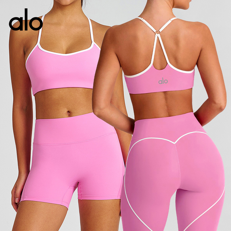 Alo set yoga pink and light blue
