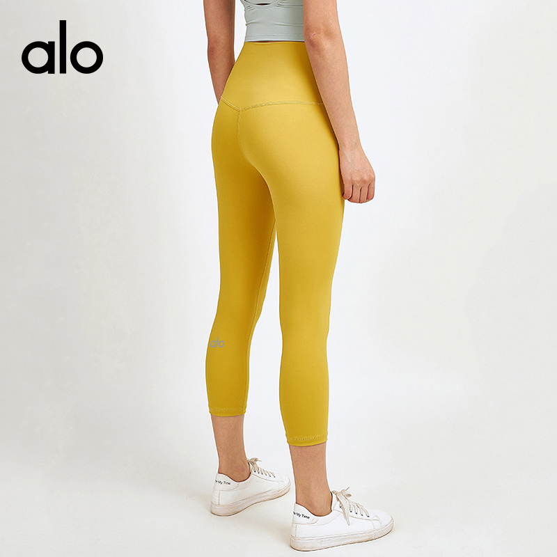 ALO YOGA💰78💎支持一件代发
aloyoga裸感高腰提臀瑜伽裤紧身弹力健身运动七分裤
【品牌】ALO 
【款号】QFK228
【面料】锦纶/氨纶
【颜色】橙色，黛蓝色，蜜蜂黄，海月岩，黑色，焦糖色，军绿色，咖啡色，克莱因蓝，藕粉，深灰色，中灰色
【尺码】S，M，L，XL
 专柜同款品质，厂家直销，货源充足，售后保障