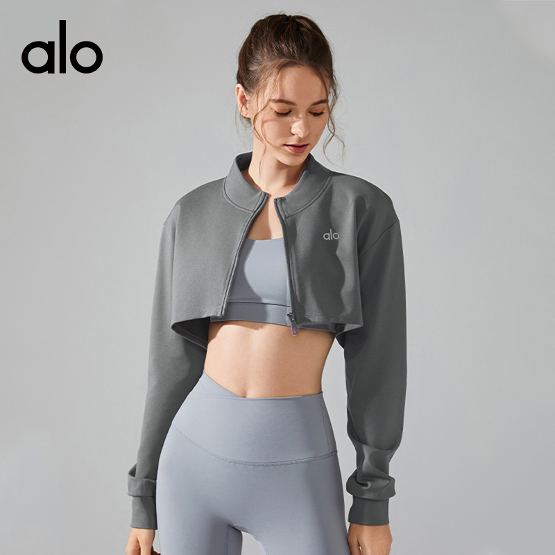 ALO YOGA💰88💎支持一件代发
aloyoga翻领半截卫衣女拉链衫短款外套网球长袖运动上衣
【品牌】ALO 
【款号】YC248
【面料】锦纶/氨纶/粘纤
【颜色】白色，灰色，棕色
【尺码】S，M，L，XL
 专柜同款品质，厂家直销，货源充足，售后保障