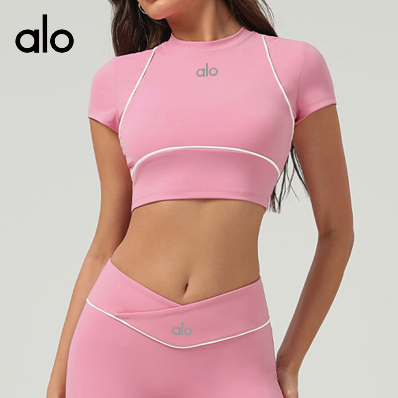ALO YOGA💰78💎支持一件代发
aloyoga速干运动上衣女短袖跑步夏季训练健身T恤
【品牌】ALO 
【款号】DX2513
【面料】锦纶/氨纶
【颜色】黑色，深蓝灰，靓粉色
【尺码】S，M，L，XL
 专柜同款品质，厂家直销，货源充足，售后保障