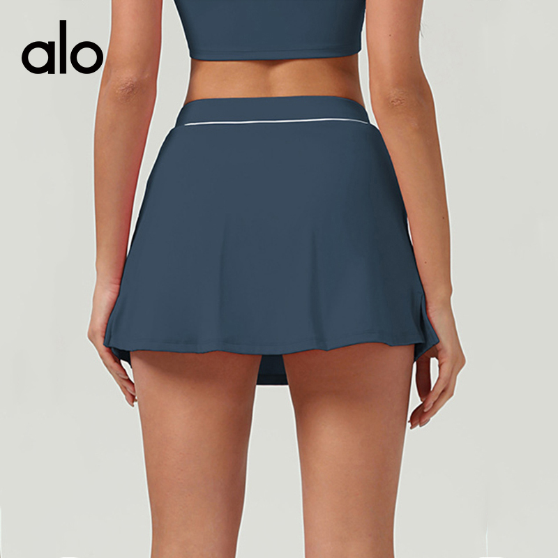ALO YOGA💰88💎支持一件代发
aloyoga跑步运动短裙提臀显瘦交叉腰瑜伽短裙网球裙
【品牌】ALO 
【款号】DQ2513
【面料】锦纶/氨纶
【颜色】黑色，深蓝灰，靓粉色
【尺码】S，M，L，XL
 专柜同款品质，厂家直销，货源充足，售后保障