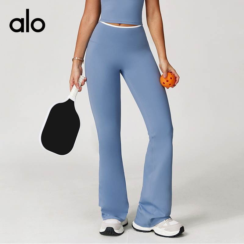 ALO YOGA💰93💎支持一件代发
aloyoga裸感撞色高腰速干阔腿长裤运动健身微喇裤
【品牌】ALO 
【款号】ECK9238-2
【面料】锦纶/氨纶
【颜色】高级黑，巨峰紫，桦茶棕，亚麻色，樱花粉，徽章蓝，雾霾蓝，浅果绿
【尺码】S，M，L，XL
 专柜同款品质，厂家直销，货源充足，售后保障