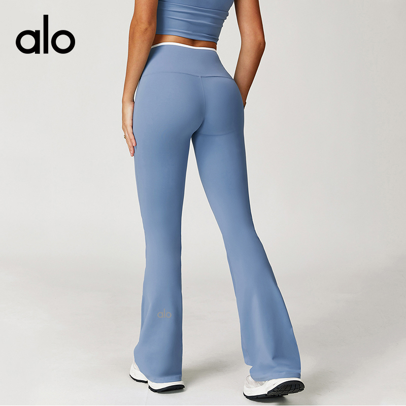 ALO YOGA💰93💎支持一件代发
aloyoga裸感撞色高腰速干阔腿长裤运动健身微喇裤
【品牌】ALO 
【款号】ECK9238-2
【面料】锦纶/氨纶
【颜色】高级黑，巨峰紫，桦茶棕，亚麻色，樱花粉，徽章蓝，雾霾蓝，浅果绿
【尺码】S，M，L，XL
 专柜同款品质，厂家直销，货源充足，售后保障