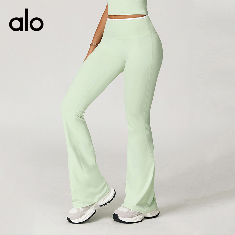 ALO YOGA💰93💎支持一件代发
aloyoga裸感撞色高腰速干阔腿长裤运动健身微喇裤
【品牌】ALO 
【款号】ECK9238-2
【面料】锦纶/氨纶
【颜色】高级黑，巨峰紫，桦茶棕，亚麻色，樱花粉，徽章蓝，雾霾蓝，浅果绿
【尺码】S，M，L，XL
 专柜同款品质，厂家直销，货源充足，售后保障