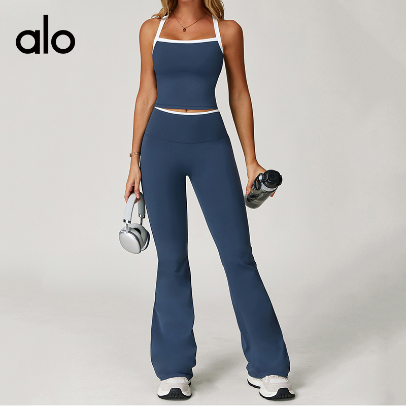 ALO YOGA💰93💎支持一件代发
aloyoga裸感撞色高腰速干阔腿长裤运动健身微喇裤
【品牌】ALO 
【款号】ECK9238-2
【面料】锦纶/氨纶
【颜色】高级黑，巨峰紫，桦茶棕，亚麻色，樱花粉，徽章蓝，雾霾蓝，浅果绿
【尺码】S，M，L，XL
 专柜同款品质，厂家直销，货源充足，售后保障