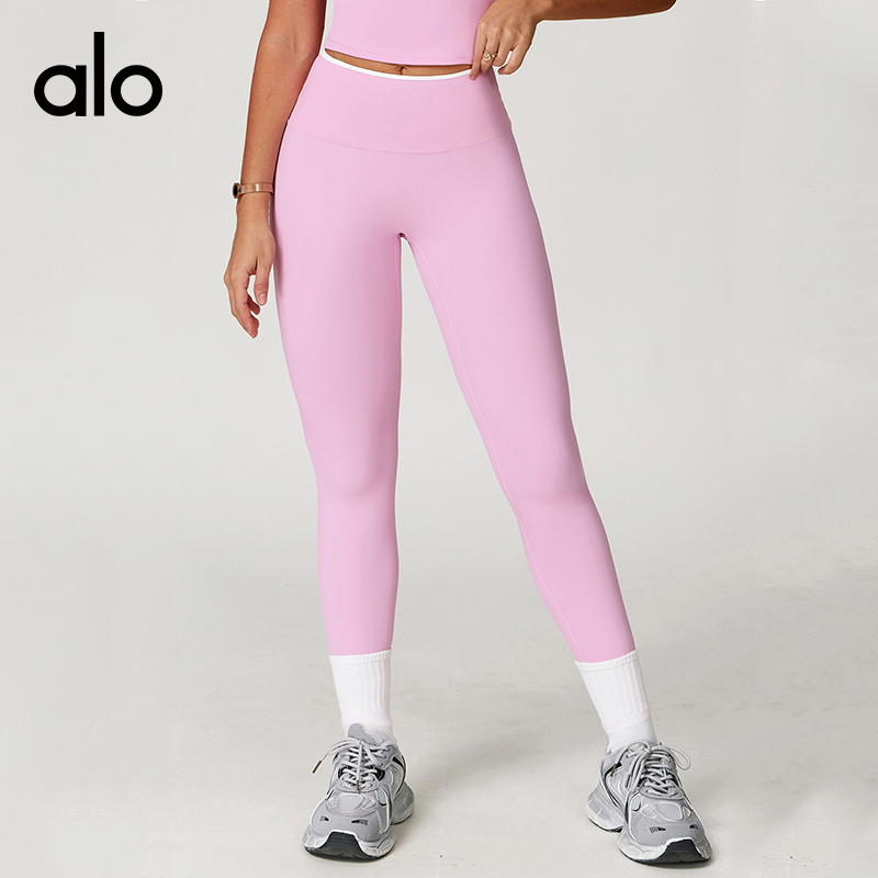 ALO YOGA💰83💎支持一件代发
aloyoga裸感瑜伽裤高腰撞色速干运动跑步健身紧身裤
【品牌】ALO 
【款号】ECK9238-1
【面料】锦纶/氨纶
【颜色】高级黑，巨峰紫，桦茶棕，亚麻色，樱花粉，徽章蓝，雾霾蓝，浅果绿
【尺码】S，M，L，XL
 专柜同款品质，厂家直销，货源充足，售后保障