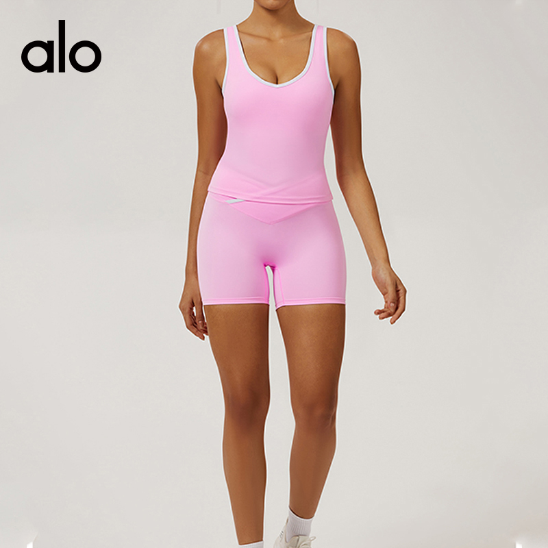 ALO YOGA💰83💎支持一件代发
aloyoga裸感紧身拼色运动背心露背瑜伽背心健身服
【品牌】ALO 
【款号】BX6009
【面料】锦纶/氨纶
【颜色】黑色，可可棕，蓝灰色，樱花粉，徽章蓝，水波蓝，芋泥紫
【尺码】S，M，L，XL
 专柜同款品质，厂家直销，货源充足，售后保障