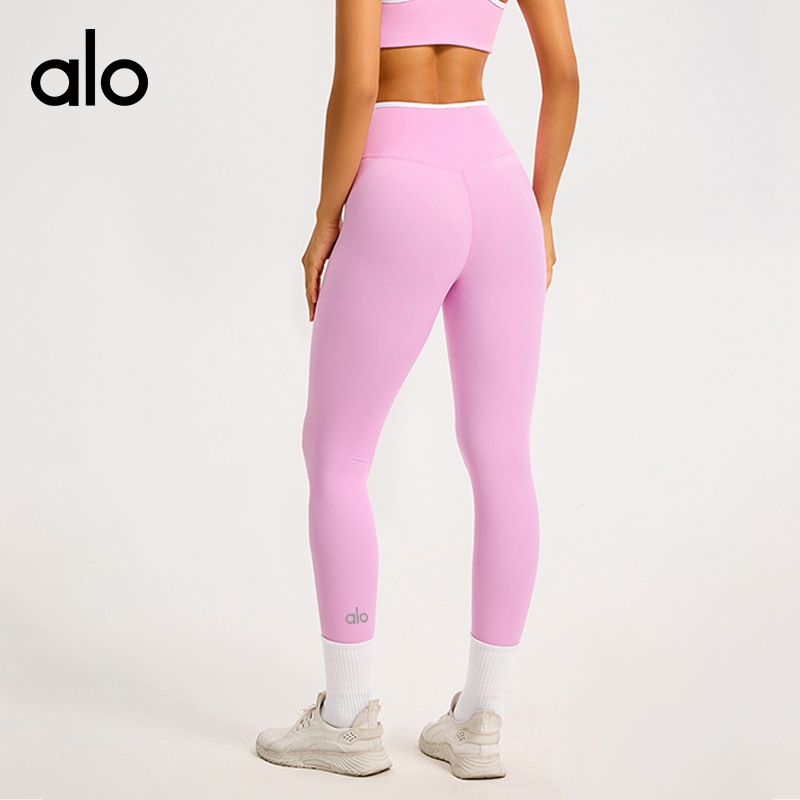 ALO YOGA💰88💎支持一件代发
aloyoga交叉高腰撞色瑜伽裤裸感紧身速干健身裤
【品牌】ALO 
【款号】CK6009-1
【面料】锦纶/氨纶
【颜色】高级黑，可可棕，蓝灰色，樱花粉，徽章蓝，芋泥紫，水波蓝
【尺码】S，M，L，XL
 专柜同款品质，厂家直销，货源充足，售后保障