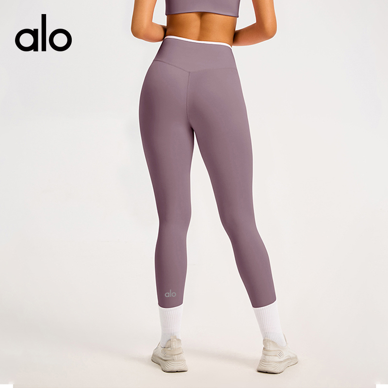ALO YOGA💰88💎支持一件代发
aloyoga交叉高腰撞色瑜伽裤裸感紧身速干健身裤
【品牌】ALO 
【款号】CK6009-1
【面料】锦纶/氨纶
【颜色】高级黑，可可棕，蓝灰色，樱花粉，徽章蓝，芋泥紫，水波蓝
【尺码】S，M，L，XL
 专柜同款品质，厂家直销，货源充足，售后保障