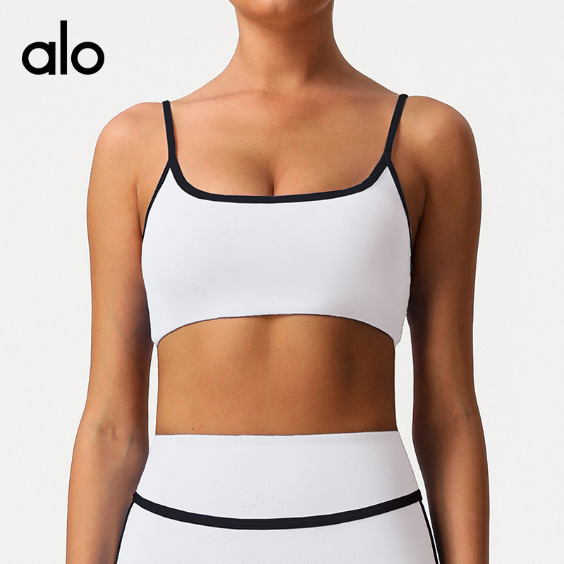 ALO YOGA 💰78💎支持一件代发
aloyoga撞色细带速干运动内衣聚拢防震带垫瑜伽文胸
【品牌】ALO 
【款号】WX2393
【面料】锦纶/尼龙
【颜色】白色，彩兰色，藏蓝色，醋紫色，粉色，黑色，红色
【尺码】S，M，L，XL
 专柜同款品质，厂家直销，货源充足，售后保障