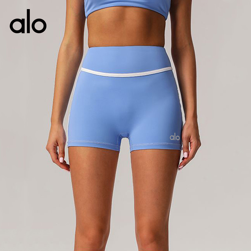 ALO YOGA 💰78💎支持一件代发
aloyoga撞色高腰收腹瑜伽紧身裸感提臀速干运动短裤
【品牌】ALO 
【款号】DK2393
【面料】锦纶/尼龙
【颜色】白色，彩兰色，藏蓝色，醋紫色，粉色，黑色，红色
【尺码】S，M，L，XL
 专柜同款品质，厂家直销，货源充足，售后保障