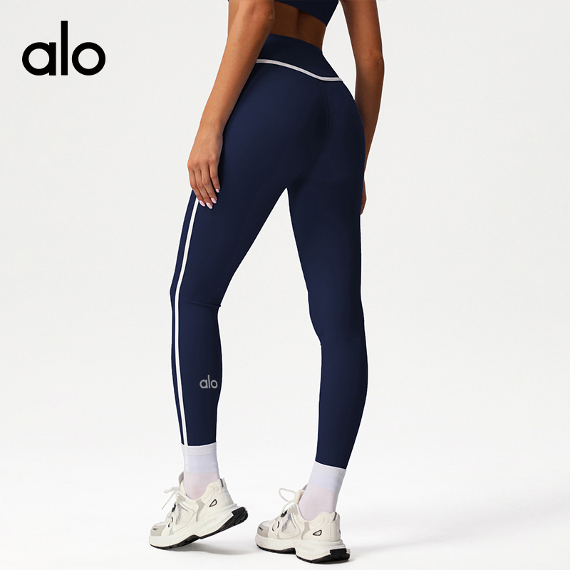 ALO YOGA 💰83💎支持一件代发
aloyoga裸感撞色高腰瑜伽裤速干跑步健身紧身九分裤
【品牌】ALO 
【款号】CK2393
【面料】锦纶/尼龙
【颜色】白色，彩兰色，藏蓝色，醋紫色，粉色，黑色，红色
【尺码】S，M，L，XL
 专柜同款品质，厂家直销，货源充足，售后保障