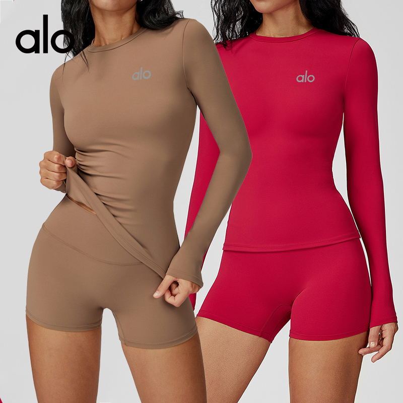 ALO YOGA💰78💎支持一件代发
aloyoga 瑜伽服圆领修身健身服户外跑步运动长袖T恤
【品牌】ALO 
【款号】ECX3101
【面料】锦纶/氨纶
【颜色】高级黑，伯爵橙，海王绿，徽章蓝，酱紫色，摩卡棕，牡丹红，森林绿，树莓红
【尺码】S，M，L，XL
 专柜同款品质，厂家直销，货源充足，售后保障