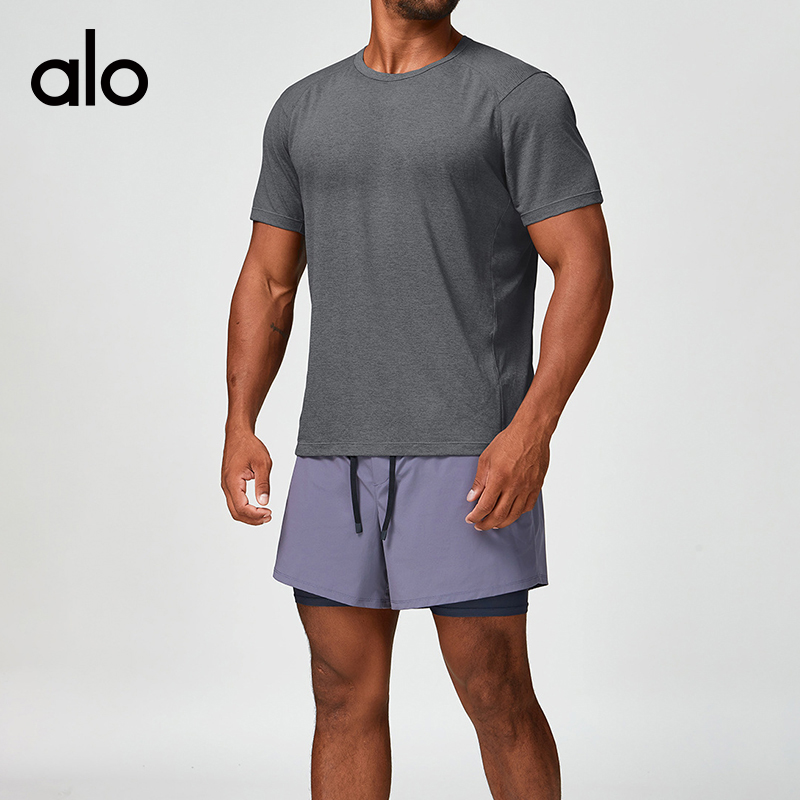 ALO YOGA💰78💎支持一件代发
aloyoga 速干透气运动健身休闲t恤双色圆领户外徒步短袖
【品牌】ALO 
【款号】DX1143
【面料】聚酯纤维
【颜色】火山灰，花灰色，浅麻灰，牛仔蓝
【尺码】S，M，L，XL，XXL
 专柜同款品质，厂家直销，货源充足，售后保障