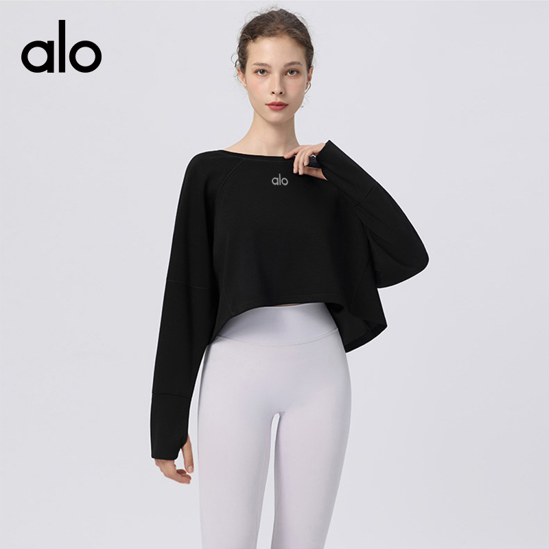 ALO YOGA💰83💎支持一件代发
aloyoga 宽松圆领运动瑜伽上衣长袖t恤透气健身上衣罩衫
【品牌】ALO 
【款号】CX1342
【面料】人棉/涤纶/氨纶
【颜色】果冻绿，白色，茶咖色，黑色
【尺码】S，M，L，XL
 专柜同款品质，厂家直销，货源充足，售后保障