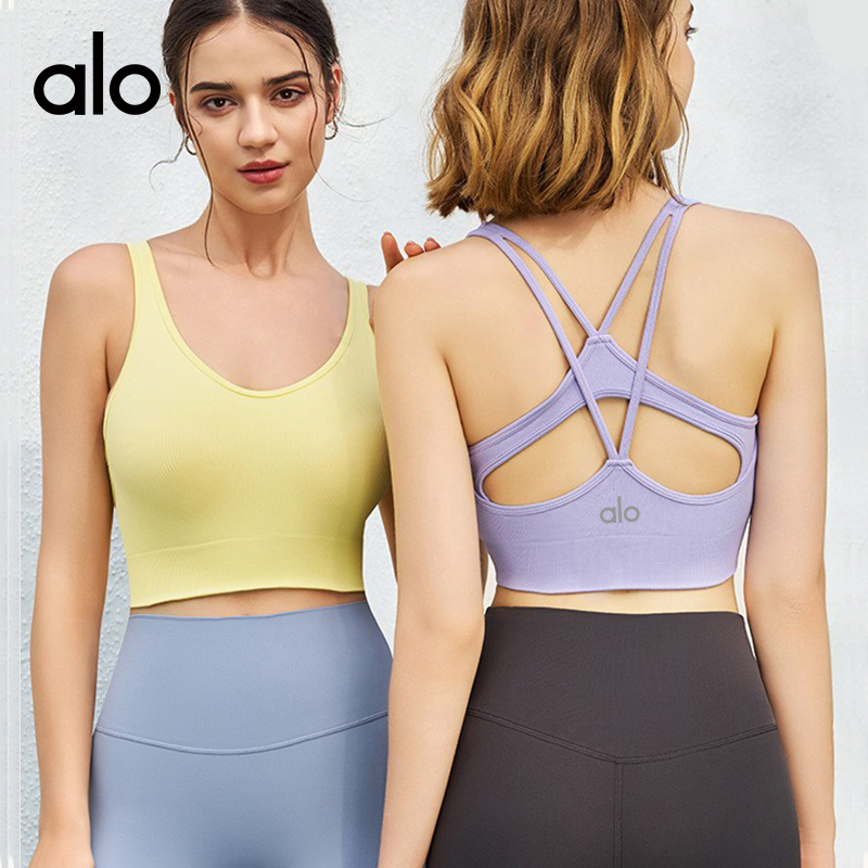 ALO YOGA💰78💎支持一件代发
aloyoga 健身美背跑步运动文胸中高强度瑜伽服背心
【品牌】ALO 
【款号】WX2417
【面料】锦纶/氨纶
【颜色】长春花蓝，桃夭粉，黑色，鹅蛋黄，丁香紫，纯净白，碧落蓝
【尺码】S，M，L
 专柜同款品质，厂家直销，货源充足，售后保障