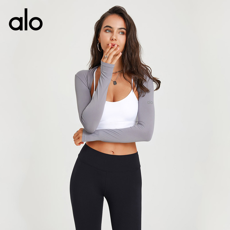 ALO YOGA💰78💎支持一件代发
aloyoga 运动长袖瑜伽舞蹈披肩健身开衫小坎肩置衫
【品牌】ALO 
【款号】KJ001
【面料】聚酯纤维/氨纶
【颜色】白色，芋泥紫，钛灰色，浅薄荷绿，奶咖色，黑色
【尺码】S，M，L，XL，XXL
 专柜同款品质，厂家直销，货源充足，售后保障