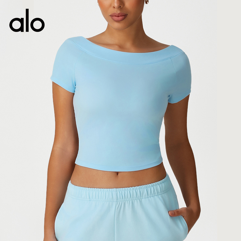 ALO YOGA💰78💎支持一件代发
aloyoga 性感修身塑形运动上衣休闲瑜伽服高弹短袖
【品牌】ALO 
【款号】DX2528
【面料】锦纶/氨纶
【颜色】淡蓝色，棕色，灰蓝色
【尺码】S，M，L，XL
 专柜同款品质，厂家直销，货源充足，售后保障