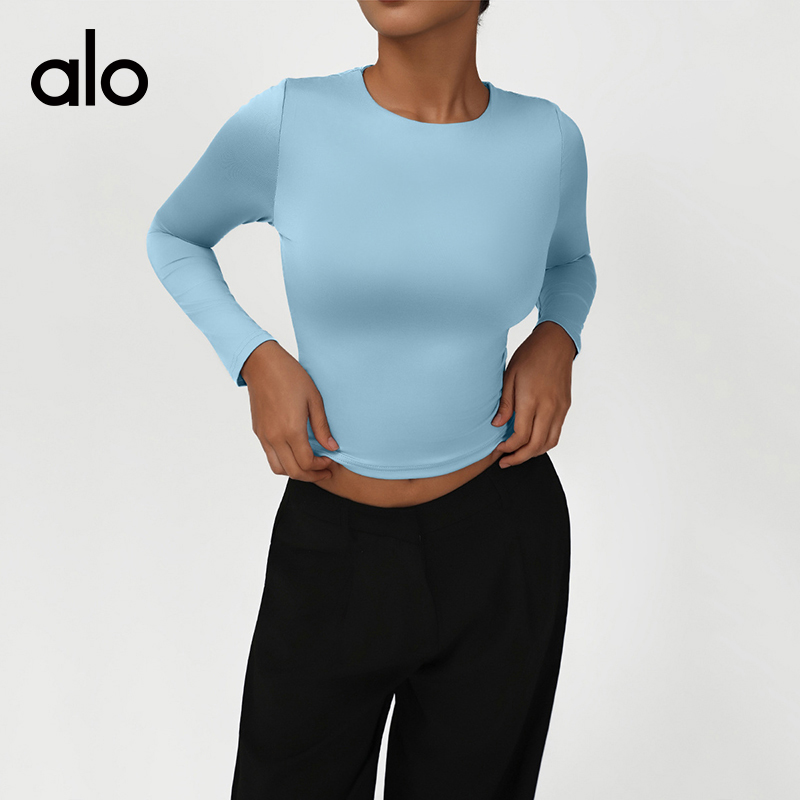 ALO YOGA💰78💎支持一件代发
aloyoga 高弹舞蹈运动健身服T恤紧身瑜伽长袖上衣
【品牌】ALO 
【款号】CX2538
【面料】锦纶/氨纶
【颜色】藏蓝色，浅兰色，咖啡色，黑色
【尺码】S，M，L，XL
 专柜同款品质，厂家直销，货源充足，售后保障