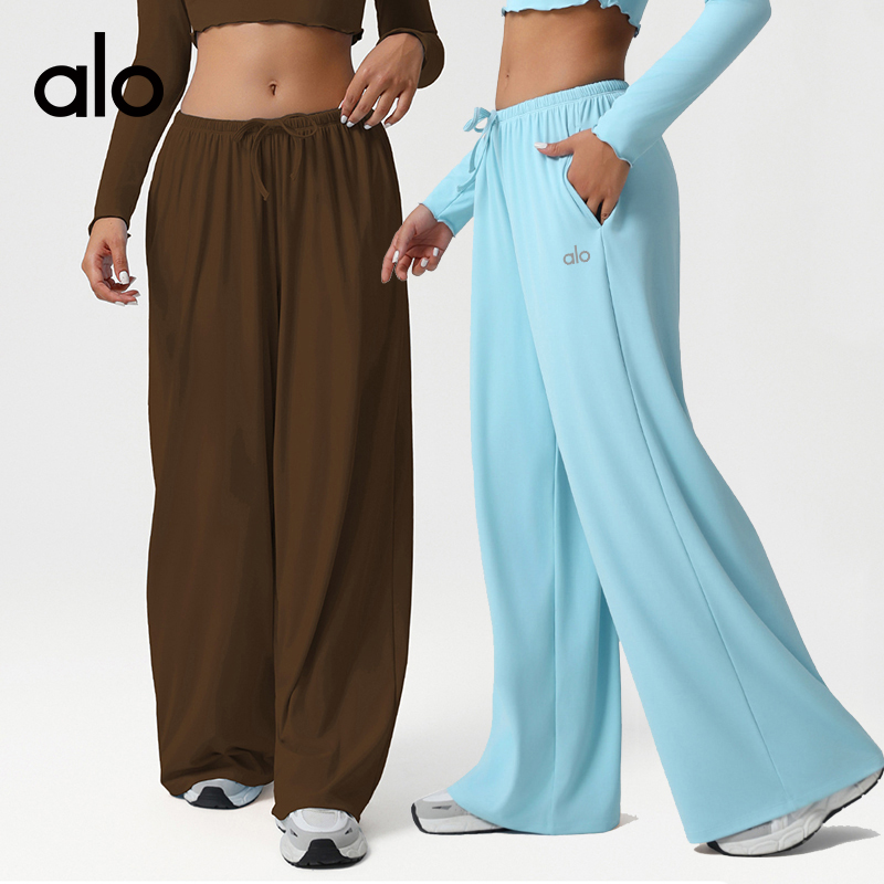 ALO YOGA💰98💎支持一件代发
aloyoga 宽松低腰阔腿裤抽绳弹性休闲瑜伽裤带口袋
【品牌】ALO 
【款号】CK2551
【面料】锦纶/氨纶
【颜色】冰蓝色，紫红色，浅黄色，玫瑰粉，黑色，褐色
【尺码】S，M，L，XL
 专柜同款品质，厂家直销，货源充足，售后保障