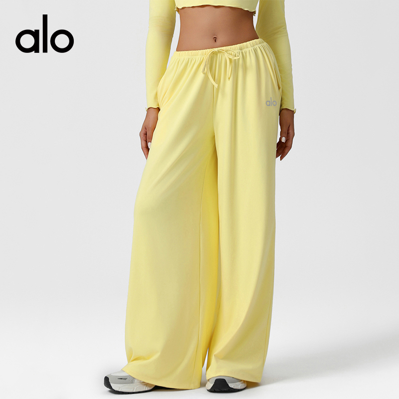 ALO YOGA💰98💎支持一件代发
aloyoga 宽松低腰阔腿裤抽绳弹性休闲瑜伽裤带口袋
【品牌】ALO 
【款号】CK2551
【面料】锦纶/氨纶
【颜色】冰蓝色，紫红色，浅黄色，玫瑰粉，黑色，褐色
【尺码】S，M，L，XL
 专柜同款品质，厂家直销，货源充足，售后保障