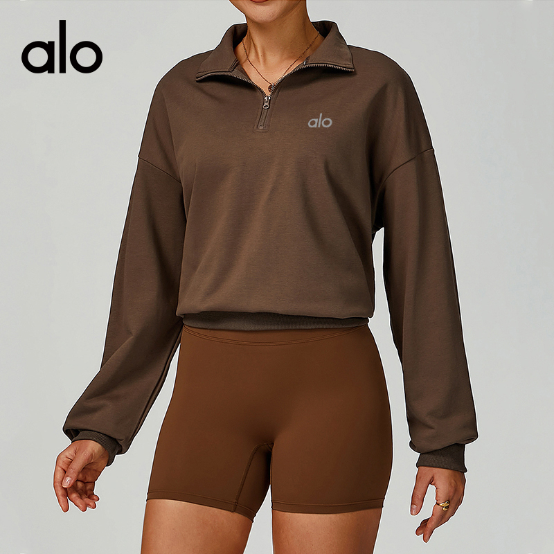 ALO YOGA💰103💎支持一件代发
aloyoga 秋冬拉链卫衣休闲宽松防风保暖百搭卫衣
【品牌】ALO 
【款号】EWY2040
【面料】涤纶/棉
【颜色】高级黑，藏蓝色，浅花灰，巧克力色
【尺码】S，M，L，XL
 专柜同款品质，厂家直销，货源充足，售后保障