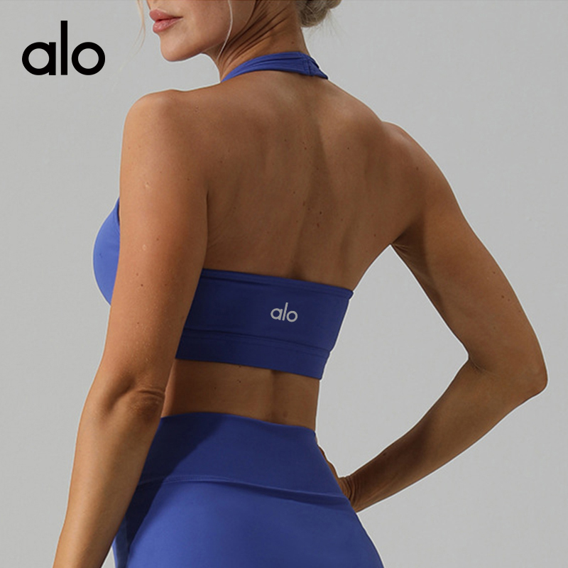ALO YOGA💰78💎支持一件代发
aloyoga 户外跑步运动文胸速干透气挂脖健身背心上衣
【品牌】ALO 
【款号】YW436
【面料】锦纶/氨纶
【颜色】白色，竹叶绿，灰蓝色，黑色，冰蓝色
【尺码】S/4，M/6，L/8，XL/10
 专柜同款品质，厂家直销，货源充足，售后保障
