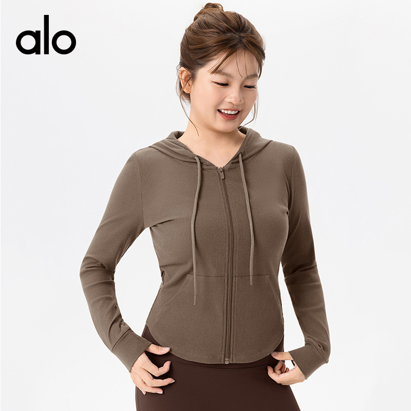 ALO YOGA💰98💎支持一件代发
aloyoga 秋冬抽绳瑜伽长袖大码宽松收腰显瘦健身外套
【品牌】ALO 
【款号】DWZ225659
【面料】棉/粘纤/氨纶
【颜色】山核桃色，咖色，淡云灰，黑色
【尺码】L，XL，2XL，3XL
 专柜同款品质，厂家直销，货源充足，售后保障