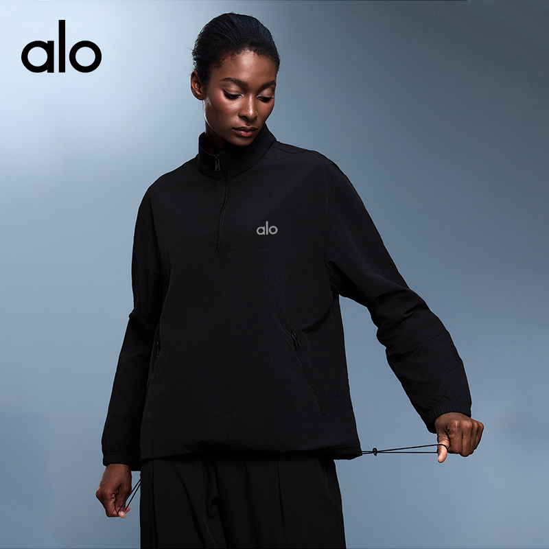 ALO YOGA💰108💎支持一件代发
aloyoga 立领防风上衣女半拉链宽松长袖轻薄透气运动外套
【品牌】ALO 
【款号】D25173
【面料】尼龙
【颜色】海军蓝，黑色
【尺码】4，6，8，10，12
 专柜同款品质，厂家直销，货源充足，售后保障