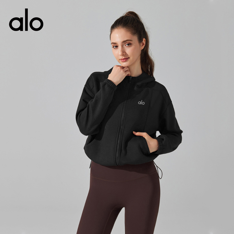 ALO YOGA  💰88💎支持一件代发
aloyoga 秋冬连帽拉链开衫瑜伽服休闲宽松保暖外套
【品牌】ALO 
【款号】YC325
【面料】聚酯纤维/粘纤/氨纶
【颜色】皮粉色，白色，咖啡色，黑色
【尺码】S，M，L，XL
 专柜同款品质，厂家直销，货源充足，售后保障