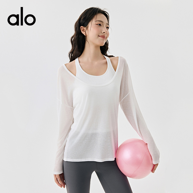ALOYOGA 💰78💎支持一件代发
aloyoga 高级感透气长袖普拉提瑜伽服运动衫罩上衣
【品牌】AlO
【款号】DWI125620
【面料】聚酯纤维/粘纤
【颜色】Baby蓝（单罩衫），黑色（单罩衫），亮白色（单罩衫），陶灰褐色（单罩衫），雾霾粉（单罩衫），香芋紫（单罩衫）
【尺码】S，M，L，XL
 专柜同款品质，厂家直销，货源充足，售后保障