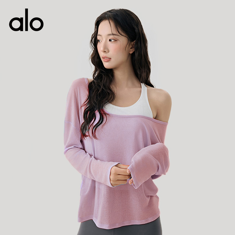 ALOYOGA 💰78💎支持一件代发
aloyoga 高级感透气长袖普拉提瑜伽服运动衫罩上衣
【品牌】AlO
【款号】DWI125620
【面料】聚酯纤维/粘纤
【颜色】Baby蓝（单罩衫），黑色（单罩衫），亮白色（单罩衫），陶灰褐色（单罩衫），雾霾粉（单罩衫），香芋紫（单罩衫）
【尺码】S，M，L，XL
 专柜同款品质，厂家直销，货源充足，售后保障