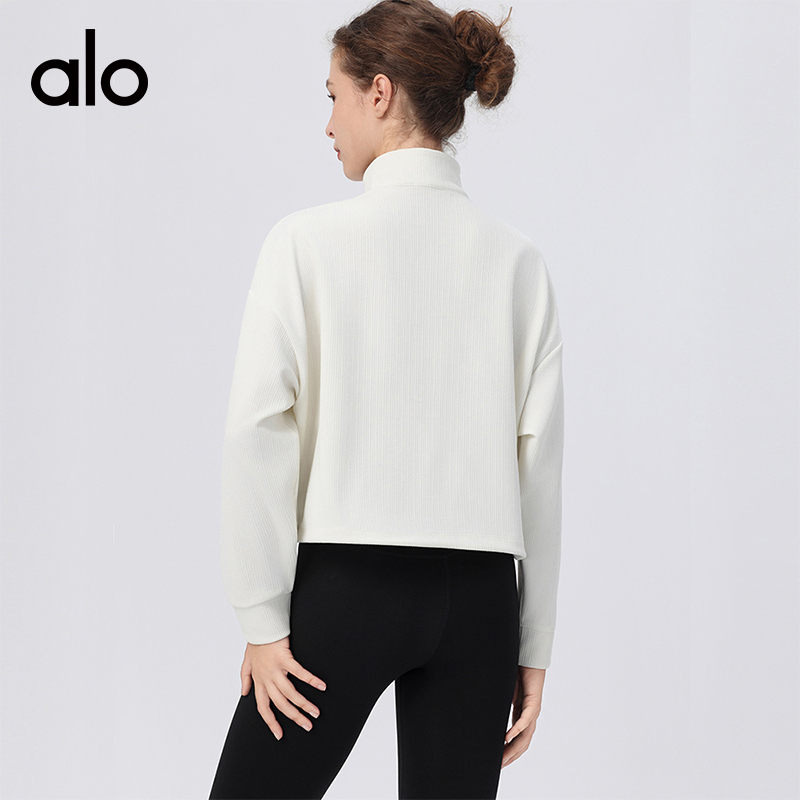 ALO YOGA💰98💎支持一件代发
aloyoga 宽松透气速干跑步运动立领长袖健身服上衣
【品牌】ALO 
【款号】CX1339
【面料】涤纶/氨纶
【颜色】黏土粉，白色，火山灰，黑色
【尺码】S，M，L，XL，2XL，3XL，4XL
 专柜同款品质，厂家直销，货源充足，售后保障